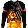 thumbnail image 5 of Personalized Firefighter Hoodie Zip Custom Name Fire Man Firefighter Gift Sweatshirt 3D Unisex Shirt for Men Women (ZipHoodie, L), 5 of 6