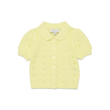 Free Assembly Kids and Toddler Cotton Pointelle Cardigan Sweater with Short Sleeves, Sizes 12M-3T and XS-XL