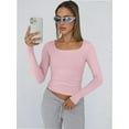 thumbnail image 4 of Long Sleeve Shirts for Women Scoop Neck Baselayer Casual Tops for Lady, 4 of 6
