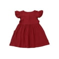 thumbnail image 2 of Gupgi Girls  Fly Sleeve Dress Solid Color Round Collar Single-breasted Dresses, 2 of 9