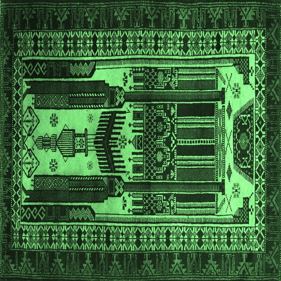 Ahgly Company Indoor Square Persian Emerald Green Traditional Area Rugs, 5' Square
