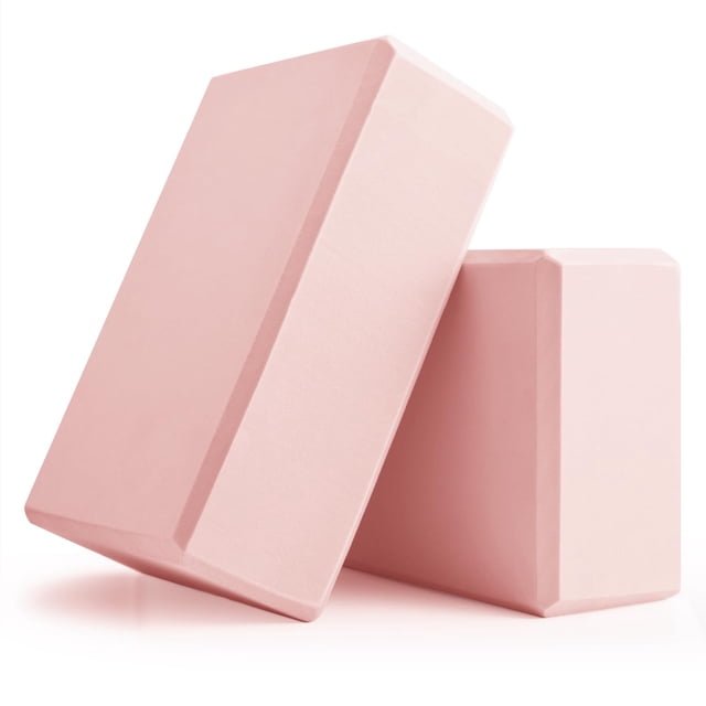 Bloques de yoga POUYRBA de espuma EVA 23 x 15 x 8 cm, 2 piezas, rosa claro
