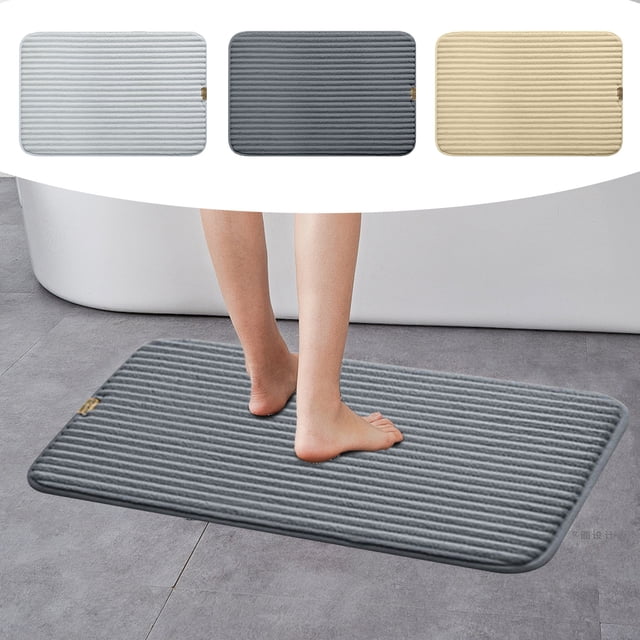 Jiaeri Bath Mat Super Absorbent,Non Slip Bathroom Rug,Quick Drying Shower Mat,Soft Washable Floor Mat with Rubber Backing,Anti Skid Entry Rug for Bathtub