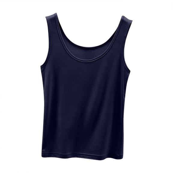 TEAJOPSUU Women's Plus Size Sleeveless Crewneck Top Loose Fit Cami Shirt Soft Lightweight Sleepwear Cotton Summer Pajama Lounge Top B-Navy