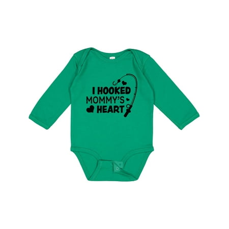 

Inktastic I Hooked Mommy s Heart with Fishing Rod Gift Baby Boy or Baby Girl Long Sleeve Bodysuit