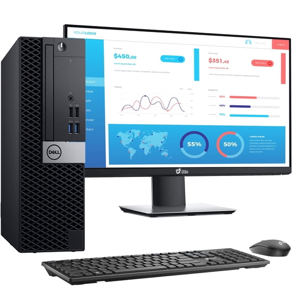 Restored Dell OptiPlex SFF Desktop Computer PC, Intel Core i5-6500 Processor, 16GB DDR4 Ram, 512GB PCIe NVMe SSD, New 24 inch Monitor, HDMI, Built-in WiFi, Wireless Keyboard & Mouse, Windows 11 Pro