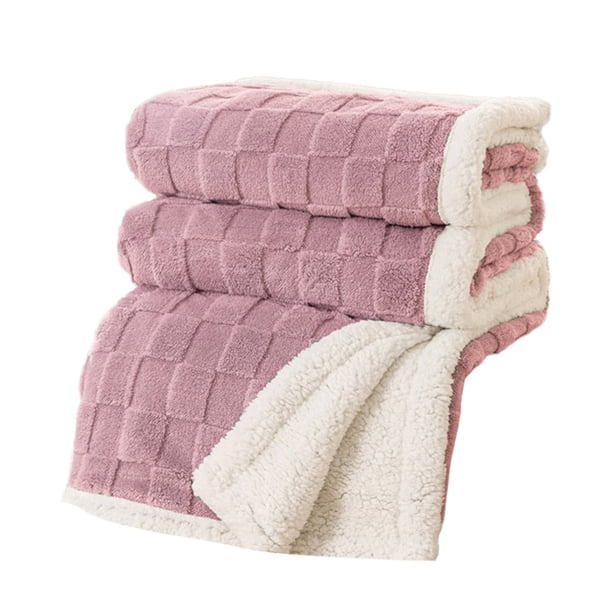 ¡Rebaja! Manta térmica Zainafacai, manta de otoño para sofá cama, ligera y cómoda, con decoración de cuadrícula 3D, ideal para camping, viajes y decoración de habitación (rosa).