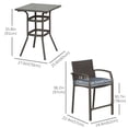 thumbnail image 3 of Outsunny 3 Pieces Patio Bar Set Wicker Garden Bistro Set, Grey, 3 of 10