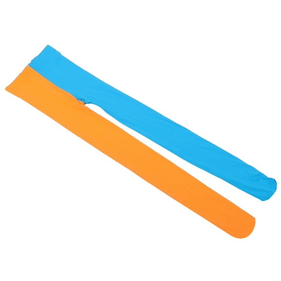 HONMEET Orange Blue Full Length Two Tone Tights Free Size Ladies Party Wear