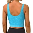 thumbnail image 4 of Goofa Sky Blue Glitter Printed Sports Bras for Women, High Impact Running Bra Workout Crop Tank Tops Longline Sports Bra Push up-Small, 4 of 9