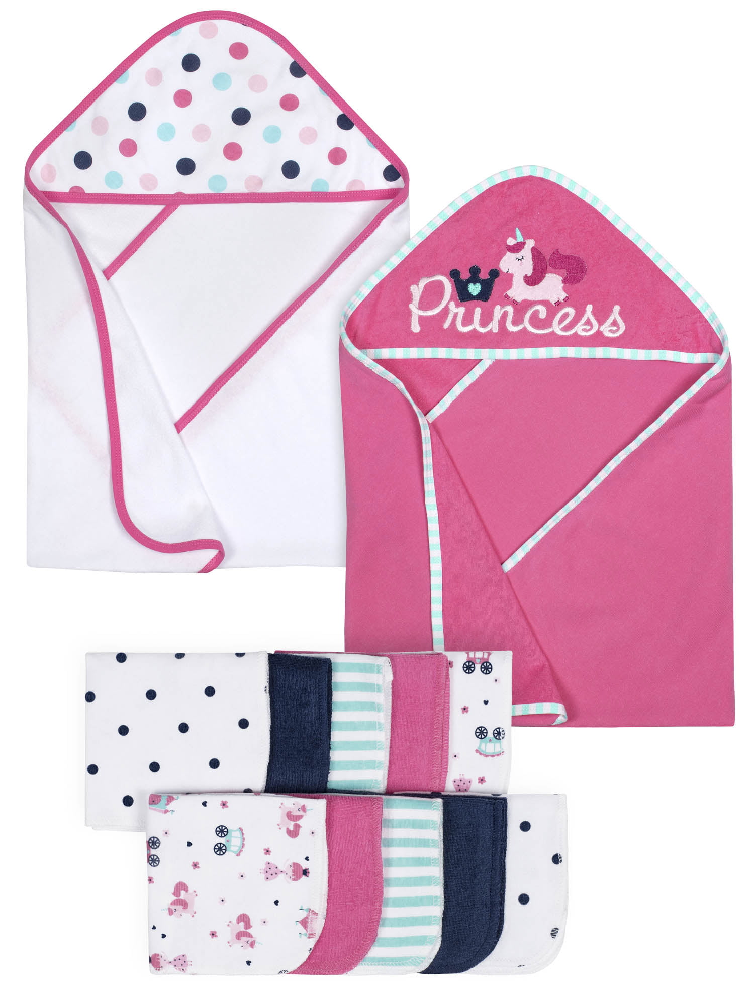 Gerber Baby Girl Hooded Towels & Washcloth Set, 12pc - Walmart.com