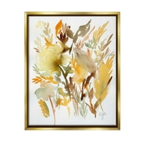 Stupell Industries Abstract Autumnal Foliage Botanical & Floral Painting Gold Floater Framed Canvas Art Print Wall Art, 25 x 31