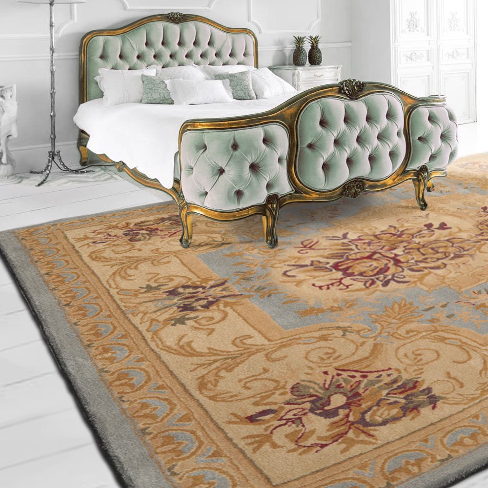 Oriental Rug of Houston 7'9''x9'9'' Hand Tufted Wool French Aubusson