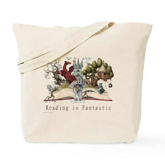 CafePress - Reading Is Fantastic II Tote Bag - Unisex Canvas Tote Bag, Beige, 1-Piece