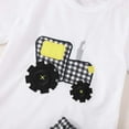 thumbnail image 4 of Toddler Baby Boys Outfits Short Sleeve Tractor Applique Shirt Tops + Gingham Shorts 2Pcs Set, 4 of 5
