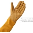 thumbnail image 3 of Guantes de jardinería de cuero de manga larga, resistentes a los pinchazos, guantelete de cuero transpirable, guantes de jardín de poda floral de rosas para mujeres y hombres - marrón brillar Hogar, 3 of 5