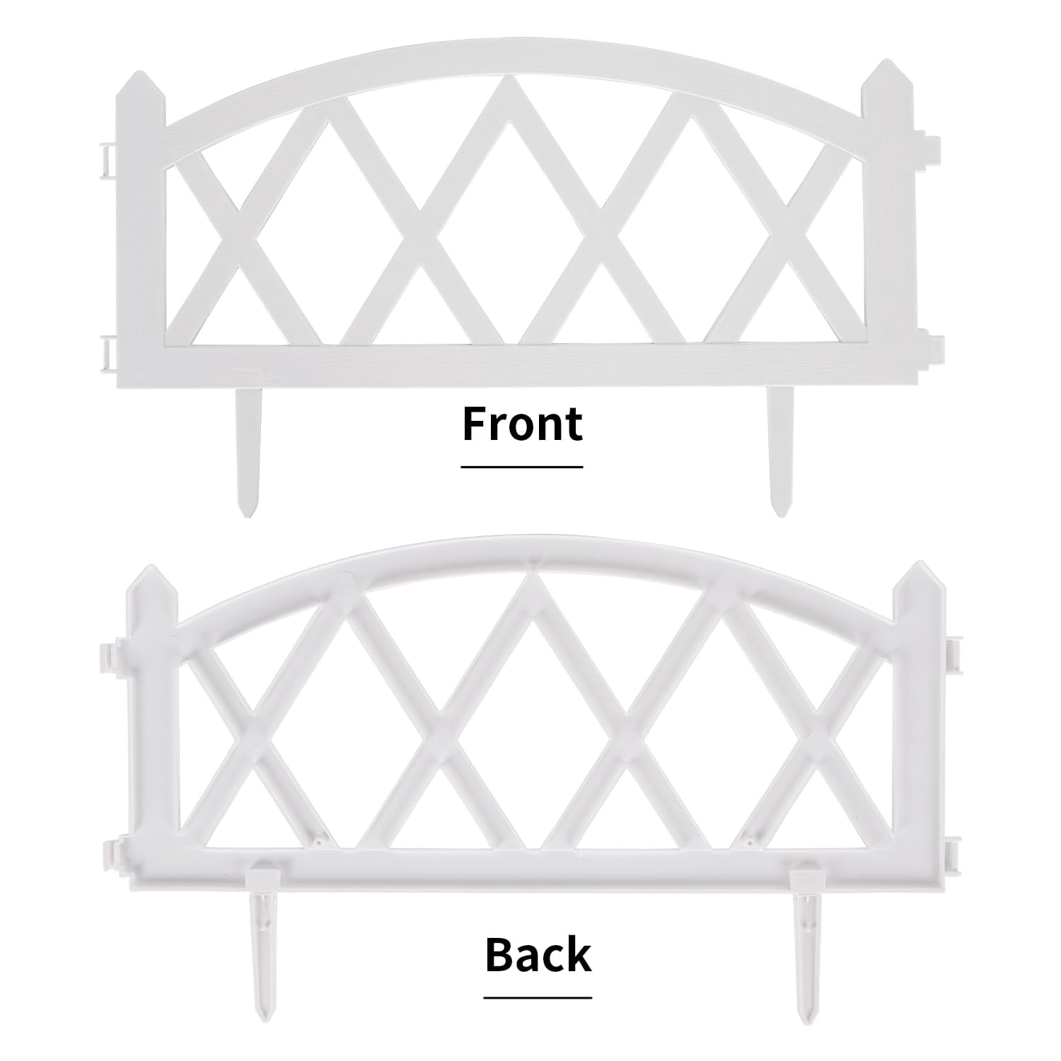 Sungmor Lightweight Plastic Garden Rail Fence White Pickets,94.5 Inch Length Outdoor Lawn Patio Protective Guard Edging Boarder Decoration