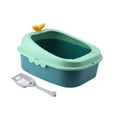 thumbnail image 3 of Cat Toilet Open Top Pet Litter Tray Semi Enclosed Cat Sandbox Cat Litter Box for Green L, 3 of 9