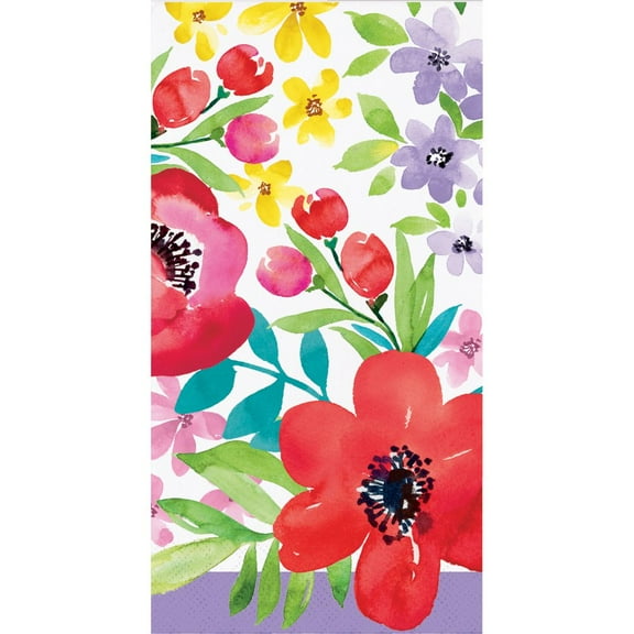 Spring Poppies 3-Ply Guest Paper Dinner Napkins 16 Per Pack