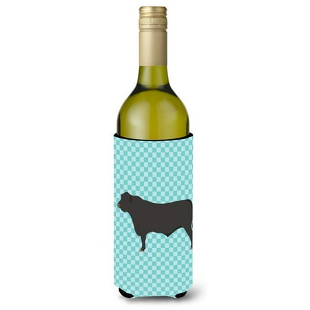

Carolines Treasures BB8002LITERK Black Angus Cow Blue Check Wine Bottle Beverge Insulator Hugger