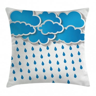 Farmhouse Decor Throw Pillow Cushion Cover, Trippy Convective Cloud Group Figures Like Savannah Forecast Drips Theme, Decorative Square Accent Pillow Case, 16 X 16 Inches, Blue White, by Ambesonne