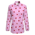 thumbnail image 4 of Red Strawberry Love Pattern Polka Dots Long Sleeve Blouse Woman Streetwear Casual Shirts Summer Oversize Woman Streetwear Clothing Birthday Present, 4 of 7