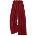 thumbnail image 6 of FUNUONY Women's Wide Leg Pants Flowy Pants for Women Casual Palazzo Trousers Loose Fit High Waisted Drawstring with Pocket Solid Color Black Ear Trimmed Wide Leg Pants Straight Leg Pants Wine M, 6 of 6