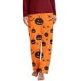 thumbnail image 4 of Women's Halloween Pajama Pants Elastic Waist Loose Fit Lounge Bottoms Soft Lightweight Sleepwear with Pumpkin Bat Spiderweb Print Casual Comfy PJs for Fall, 4 of 5