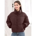 thumbnail image 6 of Women'S Winter Cropped Puffer Jacket Coat Short Warm Quilted Jacket Coffee XS, 6 of 7