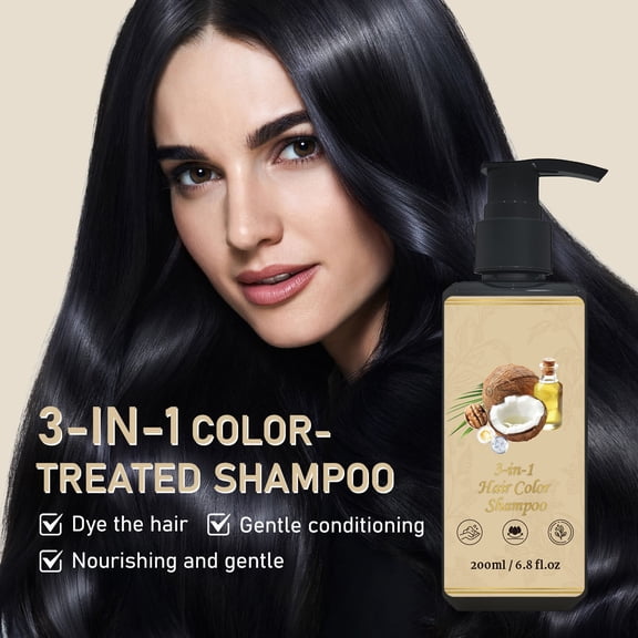 3-in-1 Hair Color Shampoo - Natural Black Chestnut Brown/Dark Brown Ammonia-Free Gray Coverage Nourishing And Hair Loss