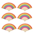thumbnail image 1 of Abanicos plegables de 6 uds., abanicos de mano decorativos atractivos y coloridos con huesos de bambú para regalo de decoración de ropa de rendimiento, 1 of 8