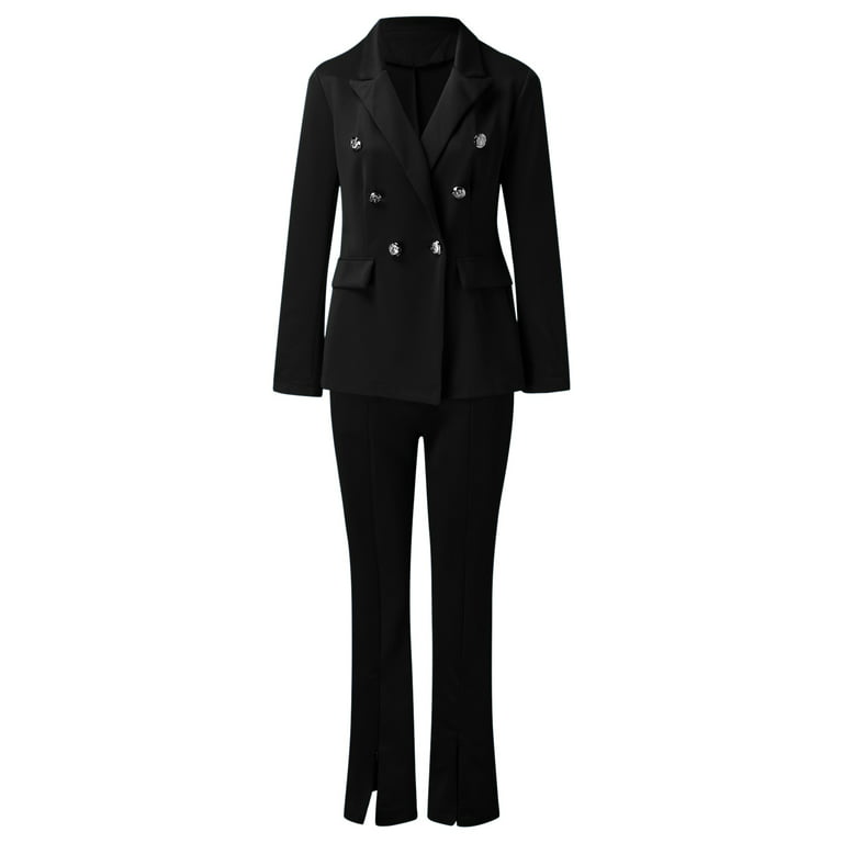 Pinstripe Women's Suits Womens Open Front Solid Blazer Two Piece Business  Blazer Pant Suit Set Outfits For Work Womens Tuxedo Suit Set Suit Women  Women's Suits for Work 