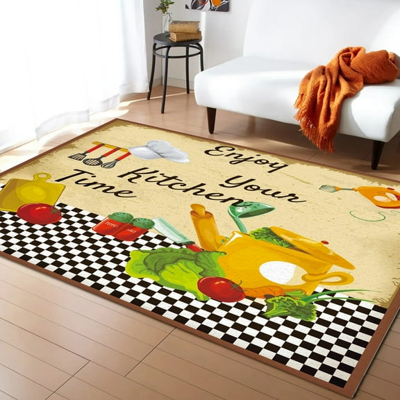 Coral velvet Kitchen Vegetables Retro Living Room Carpet Coffee Table Floor Mat Study Bedroom Bedside Home Decoration Large Rug Floor Mat