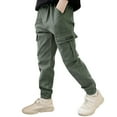 thumbnail image 2 of HUANBAI Boys Kids Summer Casual Fashion Cargo Pants Solid Color Loose Sweatpants Trousers For Sports Activewear 11-12 Years, 2 of 7