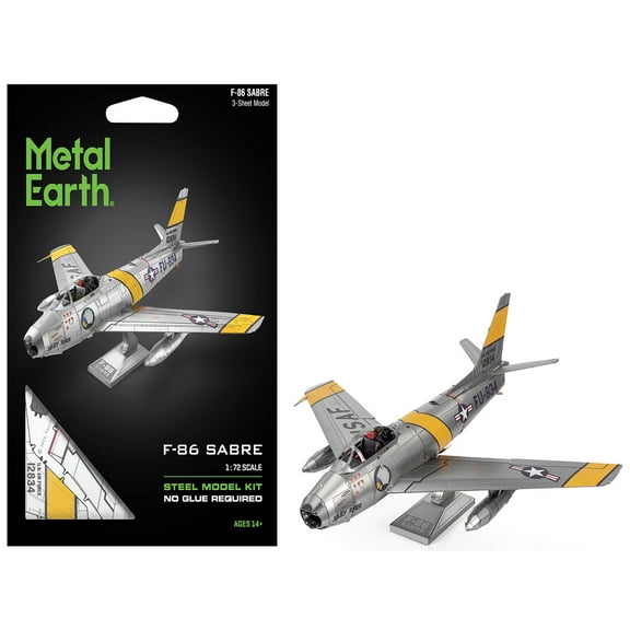 Model Kit North American F-86 Sabre Fighter Aircraft "Jolley Roger" United States Air Force Steel Model by Metal Earth