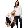 thumbnail image 4 of Sodopo Womens Tops Women Pregnant Nusring V-Neck Long Sleeve Tops Solid Ruffle Blouse Top, 4 of 9
