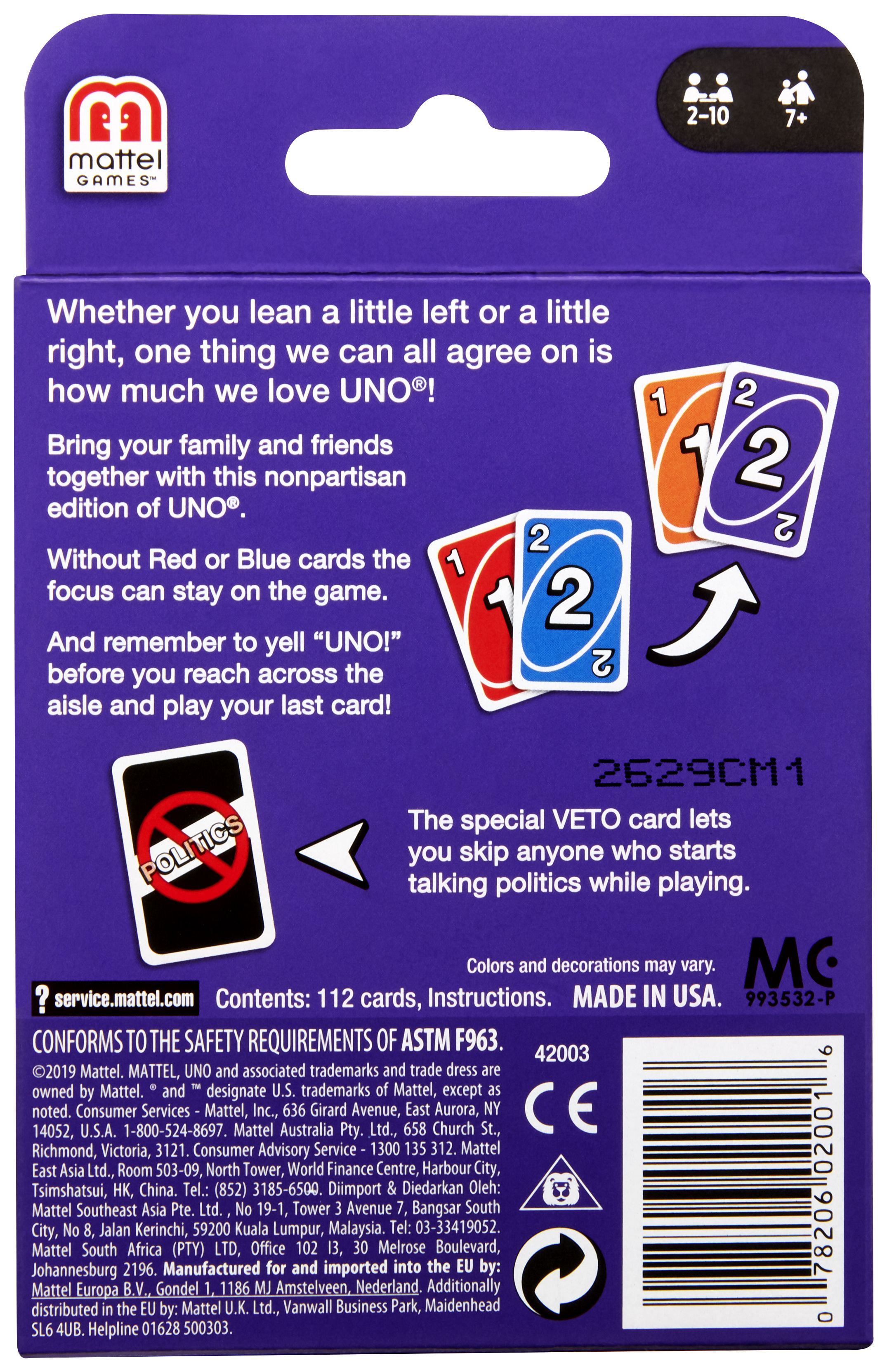 Uno Non-Partisan Card Game for 2-10 Players Ages 7Y+ 