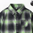 thumbnail image 5 of TOWED22 Boys Flannel Plaid Shirt Casual Button Down Shirts Long Sleeve Jacket Lapel Shacket Coat Tops Casual Outwear,Light Green,12-18 M, 5 of 5