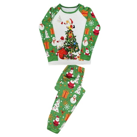 

KBKYBUYZ Woman Christmas Fashion Cute Christmas Tree Print Top Pants Suit Family Parent-child Wear Mom