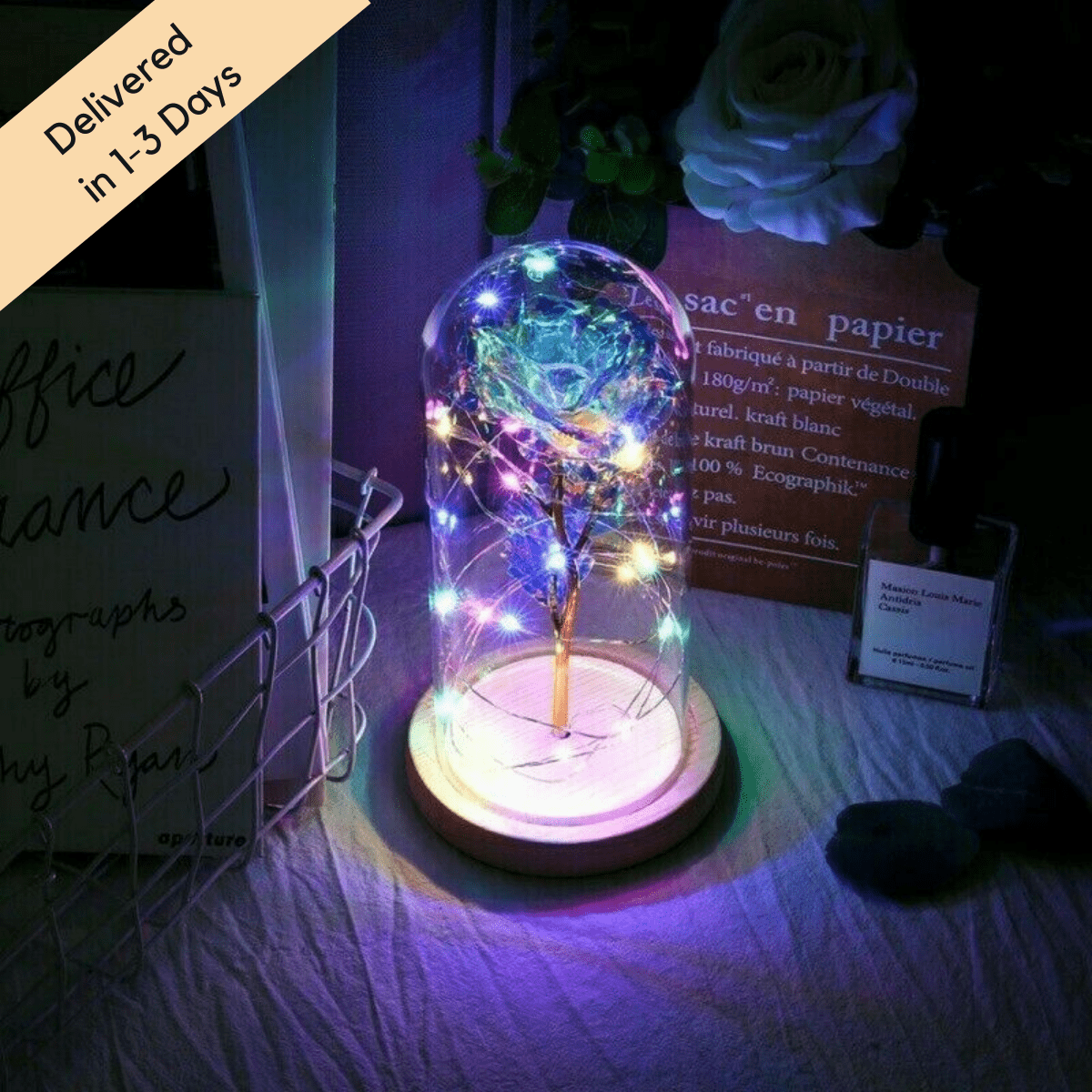 Up to 50% OFF Today Galaxy Rose Flower with LED Light In Glass Dome 