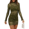 thumbnail image 1 of GFDYREE Robe en Maille pour Femmes Manches Longues Justaucorps 3 Pcs avec Cami Shorts, 1 of 4