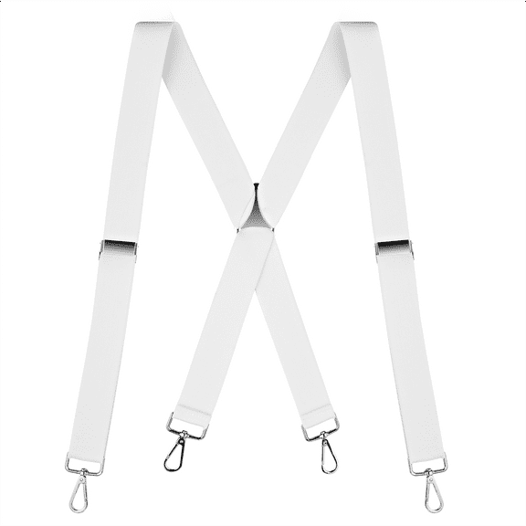 Buyless Fashion Suspenders for Men - 48" Elastic Adjustable Straps 1 1/4" - X Back with Metal Hooks