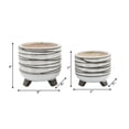 thumbnail image 5 of Ceramic Footed Planter for Home Decor - Hand Painted Flower Pot for Indoor and Outdoor Plants - Decorative Pot Accent for Garden, Patio, and Living Room Decor - Set of 2, 8", 6", White, 5 of 10