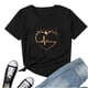 thumbnail image 1 of Camisetas de cuello redondo para mujer Camisetas con estampado de corazón Camisetas de manga corta Blusa Tops Fridja gope1515, 1 of 5