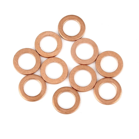 Copper Crush Washer Flat Sealing Gasket Ring Spacer for Car 8 x 12 x 1.5mm 10pcs
