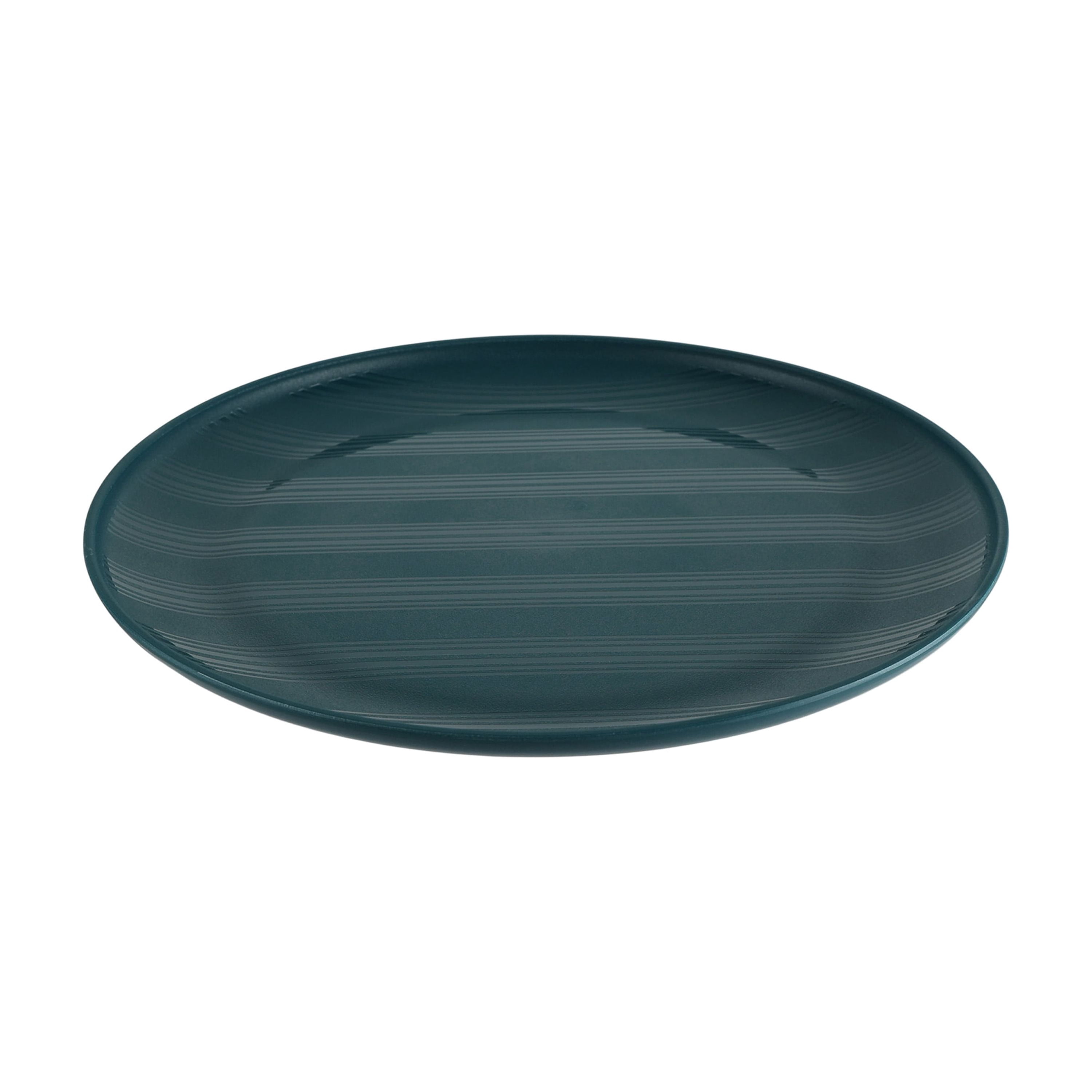 Mainstays Blue Round Plastic Plate, Stripe Etched, 10.5 inch