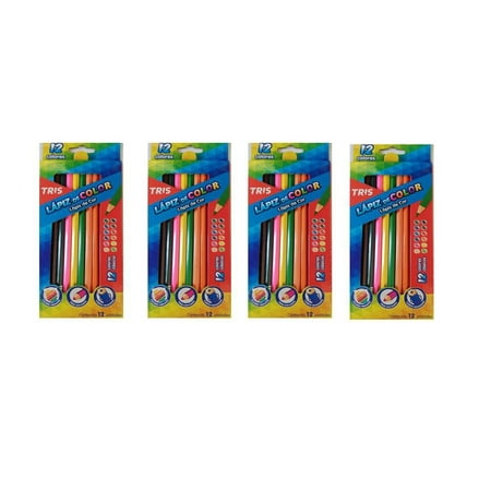 Set 4 Lápices De Colores, 12 Colores Cada Uno