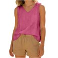 thumbnail image 4 of Craaazy Women Casual Tops Loose Fit Solid Color V Neck Chest Pocket Sleeveless Cotton Linen Tank Tops for Summer Gift, 4 of 9