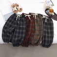 thumbnail image 6 of 1-2T Toddler Boys Girls Plaid Jogger Pants, Kids Drawstring Elastic Waist Retro Lantern Trousers with Side Pockets, Loose Casual Bottoms for 6-24 Months 2T 3T 4T 5T 6T 7T 8T Children,Black, 6 of 7
