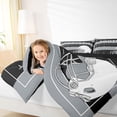 thumbnail image 4 of Feelyou Rugby Sport Player Full Size Comforter Sets for Teens, Grey Black Cartoon Bedding Comforter Set, Football Soccer Theme Reversible Bedding Sets, Lightweight Room Decor, 3 Pieces, 4 of 8